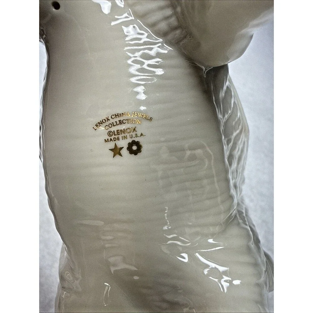 Lenox Jewels Elephant Figurine Ivory Porcelain Gold Trim Crystal Accents Large